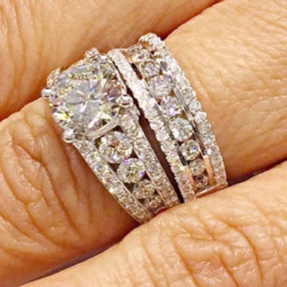 New Bride 925 Silver Set eternity Diamond Ring - Picture 7 of 7